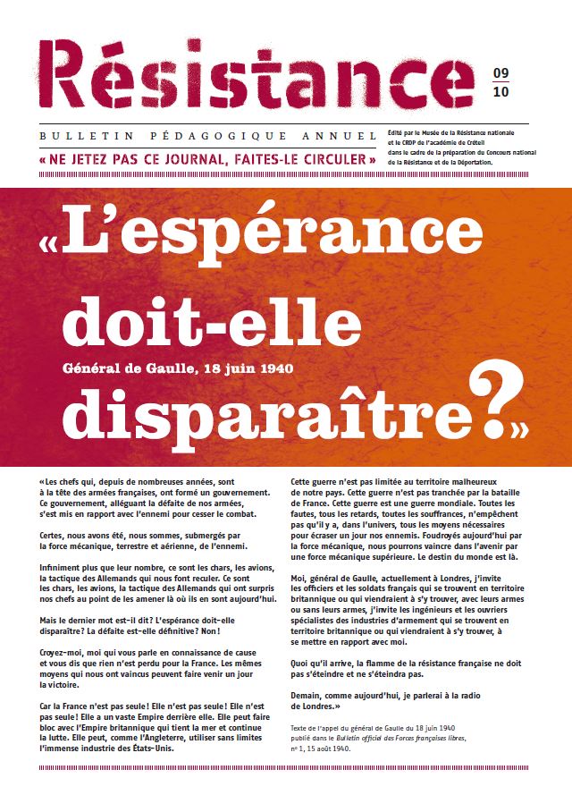 Résistance 09|10, couverture.