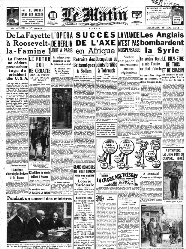 Le Matin, 18 mai 1941 (Numéro 20865). 