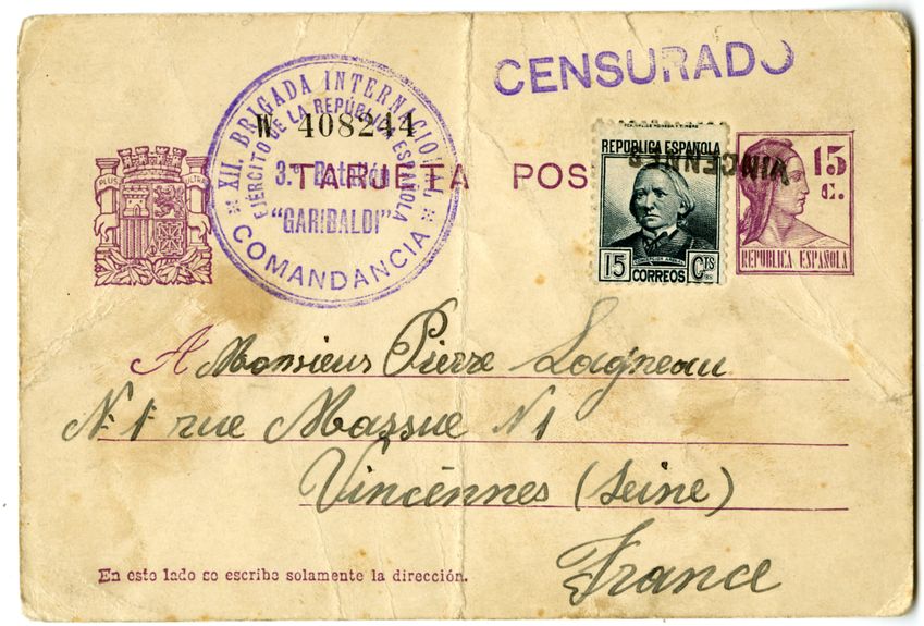 Carte postale adressée par Jean à Louis Lagneau - Madrid, novembre 1936.
