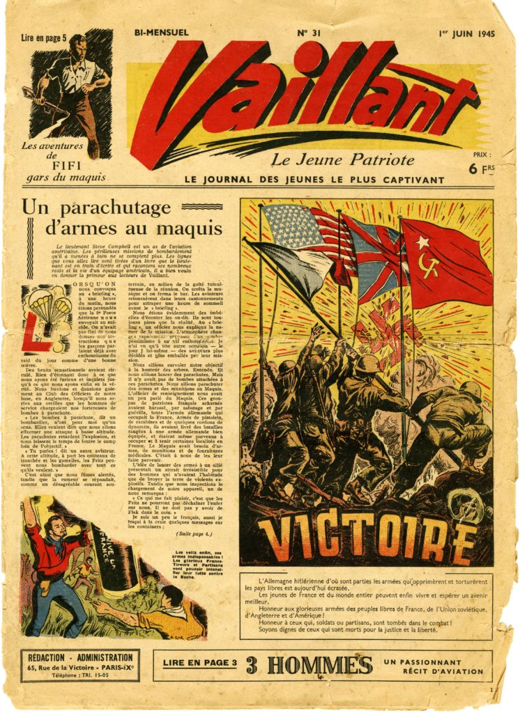 Une du journal Vaillant, 1er juin 1945.